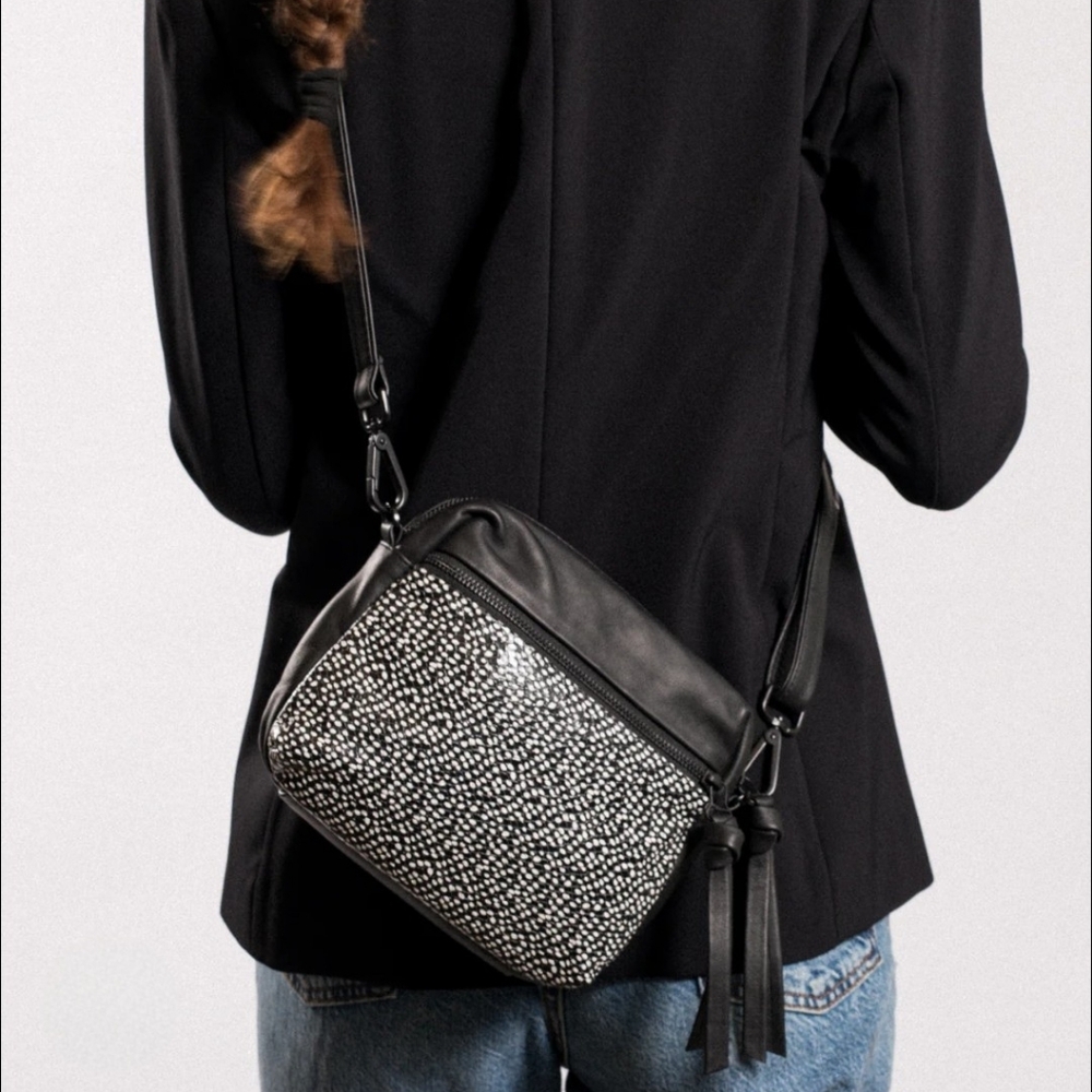 Daniella Lahavi‎ ALMA Black and White Leather Crossbody Bag